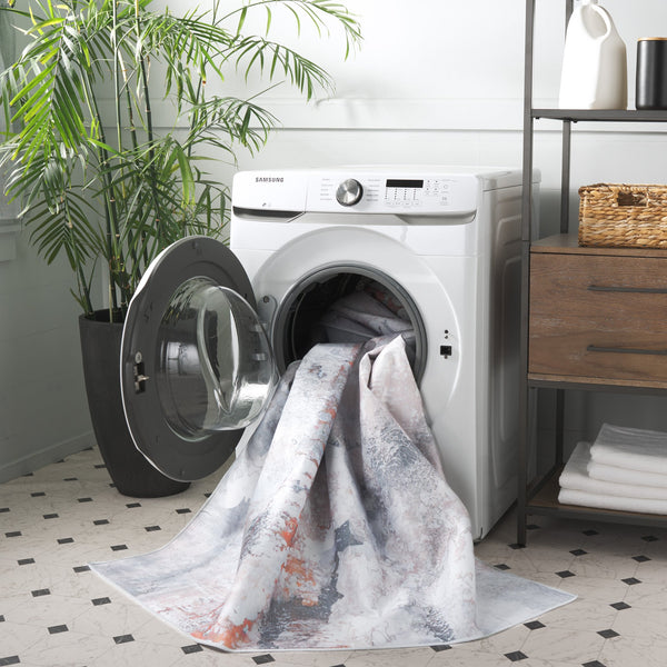 Safavieh Malibu Contemporary Abstract Area Rug - Stylish, Durable, And Easy-care Design For Modern Spaces Ivory ,Rust Polyester Mbu843a-6sq