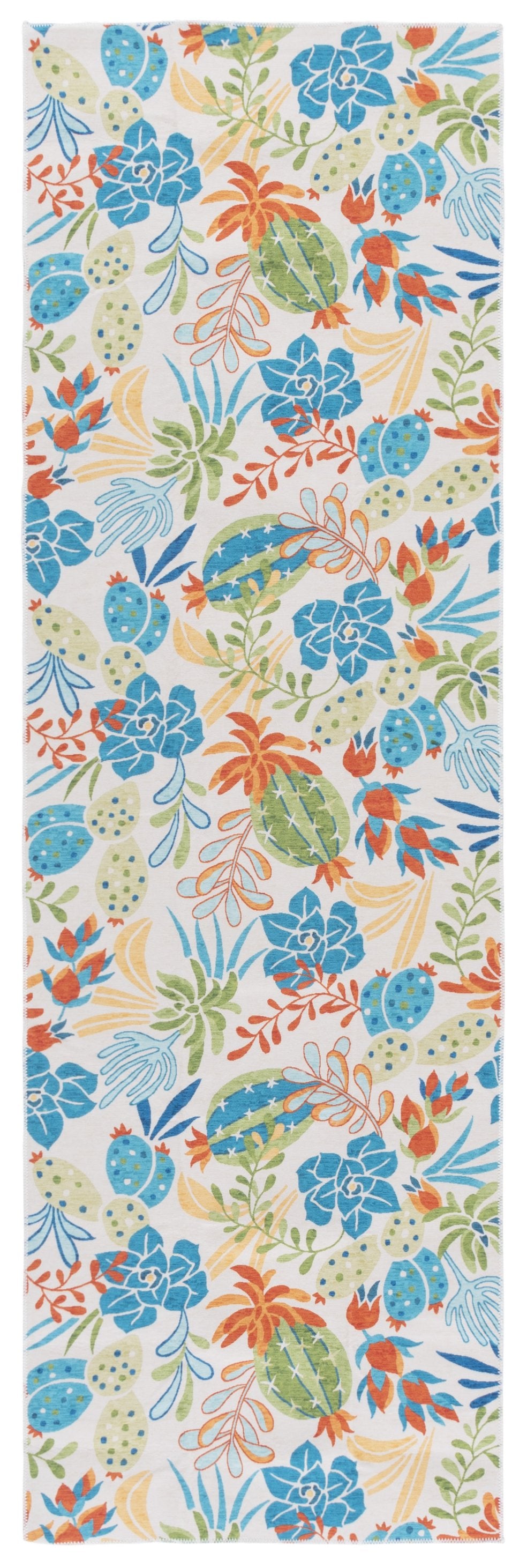 Safavieh Malibu Contemporary Area Rug - Elegant Polyester Design With Botanical Motifs For Stylish Spaces Beige ,Blue Polyester Mbu844b-6sq
