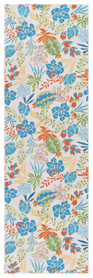 Safavieh Malibu Contemporary Area Rug - Elegant Polyester Design With Botanical Motifs For Stylish Spaces Beige ,Blue Polyester Mbu844b-6sq