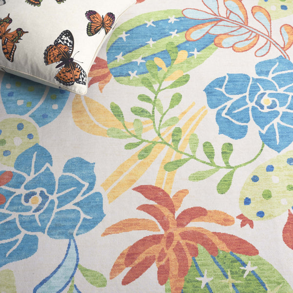 Safavieh Malibu Contemporary Area Rug - Elegant Polyester Design With Botanical Motifs For Stylish Spaces Beige ,Blue Polyester Mbu844b-6sq