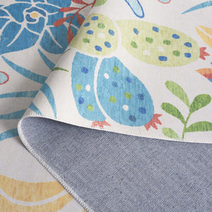 Safavieh Malibu Contemporary Area Rug - Elegant Polyester Design With Botanical Motifs For Stylish Spaces Beige ,Blue Polyester Mbu844b-6sq