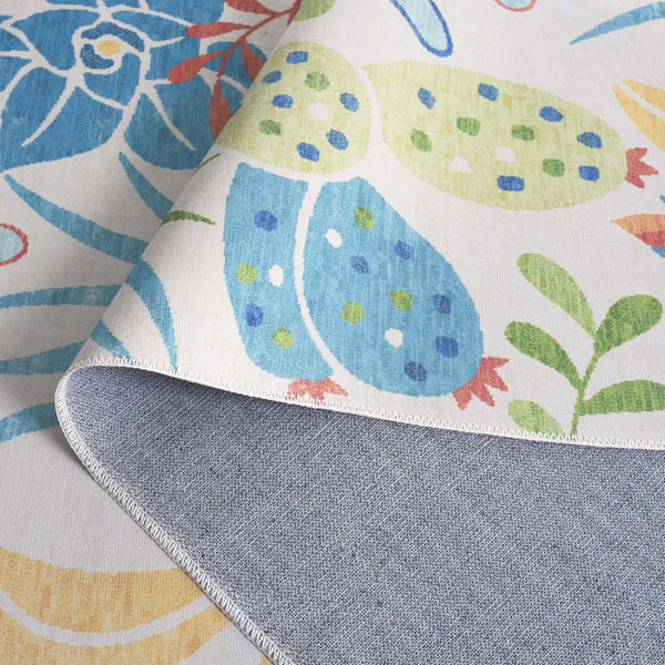 Safavieh Malibu Contemporary Area Rug - Elegant Polyester Design With Botanical Motifs For Stylish Spaces Beige ,Blue Polyester Mbu844b-6sq