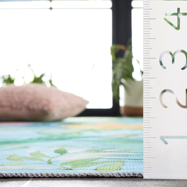 Safavieh Malibu Tropical Floral Area Rug - Vibrant Polyester Design For Modern Home Decor And Easy Care Aqua ,Pink Polyester Pile Mbu849j-9