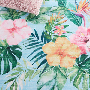 Safavieh Malibu Tropical Floral Area Rug - Vibrant Polyester Design For Modern Home Decor And Easy Care Aqua ,Pink Polyester Pile Mbu849j-9