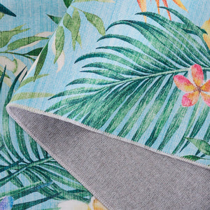 Safavieh Malibu Tropical Floral Area Rug - Vibrant Polyester Design For Modern Home Decor And Easy Care Aqua ,Pink Polyester Pile Mbu849j-9