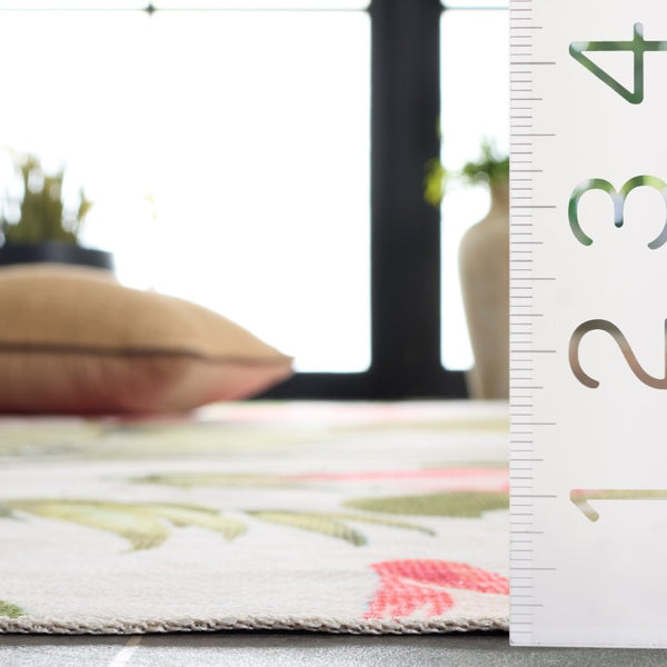 Safavieh Malibu Botanical Runner Rug Tropical Foliage Ivory Blush Washable Low Pile Hallway MBU850A-28