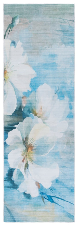 Safavieh Malibu Floral Runner Rug Power Loomed Polyester Low Pile Washable Coastal Hallway Accent MBU851L-28