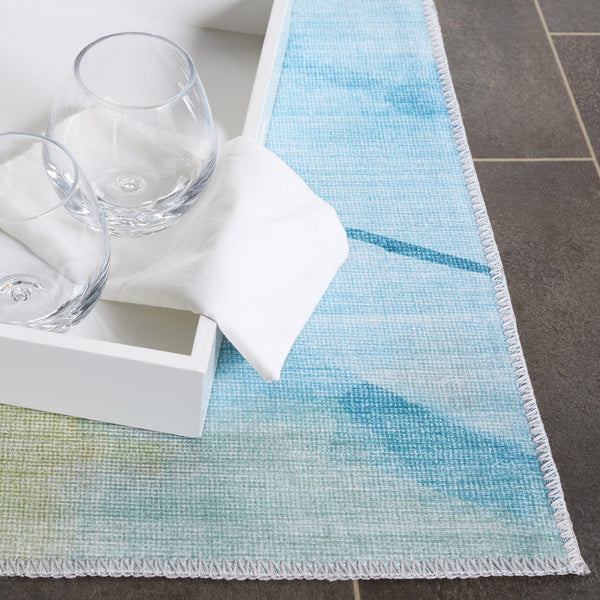 Safavieh Malibu Contemporary Area Rug - Durable, Washable, Slip-resistant Floral Design For Modern Spaces Light Blue ,Ivory Polyester Pile Mbu851l-5