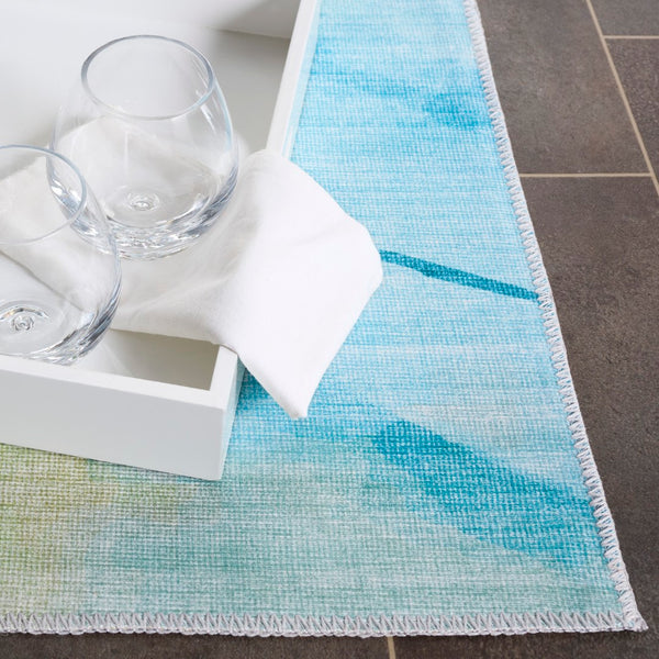 Safavieh Malibu Elegant Area Rug With Floral Design, Durable Polyester Pile, Washable And Slip-resistant Backing Light Blue ,Ivory Polyester Pile Mbu851l-8