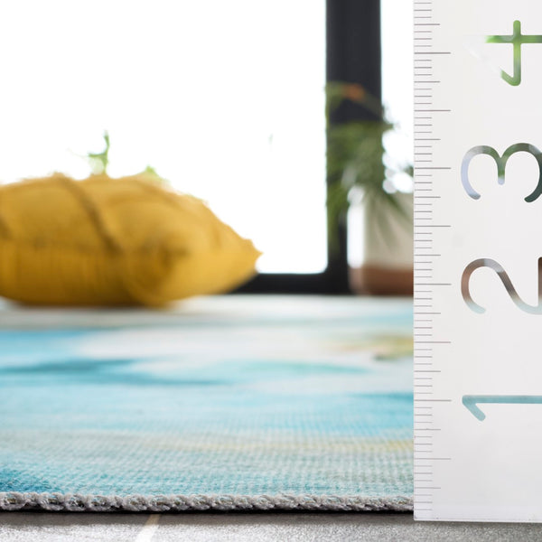 Safavieh Malibu Elegant Area Rug With Floral Design, Durable Polyester Pile, Washable And Slip-resistant Backing Light Blue ,Ivory Polyester Pile Mbu851l-8