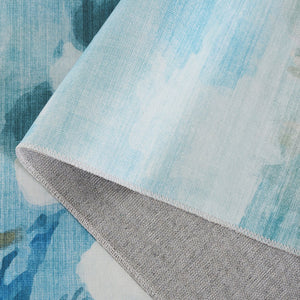 Safavieh Malibu Contemporary Area Rug - Durable, Washable, Slip-resistant Floral Design For Modern Spaces Light Blue ,Ivory Polyester Pile Mbu851l-5