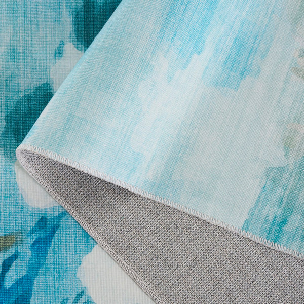 Safavieh Malibu Elegant Area Rug With Floral Design, Durable Polyester Pile, Washable And Slip-resistant Backing Light Blue ,Ivory Polyester Pile Mbu851l-8