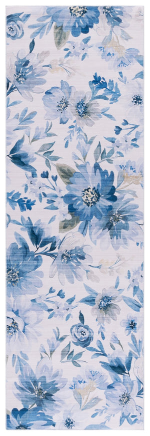 Safavieh Malibu Elegant Area Rug With Floral Pattern - Washable, Slip-resistant, Perfect For Any Space Light Blue ,Blue Polyester Pile Mbu852l-8