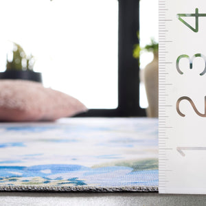 Safavieh Malibu Elegant Area Rug With Floral Pattern - Washable, Slip-resistant, Perfect For Any Space Light Blue ,Blue Polyester Pile Mbu852l-8