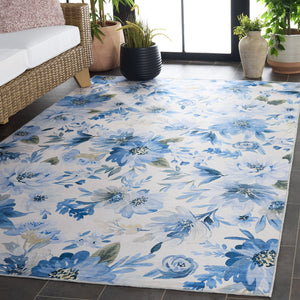 Safavieh Malibu Contemporary Runner Rug – Floral Design In Tranquil Hues For Hallways And Entryways, Durable & Washable Light Blue ,Blue Polyester Pile Mbu852l-5