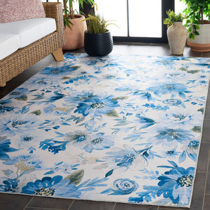 Safavieh Malibu Elegant Area Rug With Floral Pattern - Washable, Slip-resistant, Perfect For Any Space Light Blue ,Blue Polyester Pile Mbu852l-8