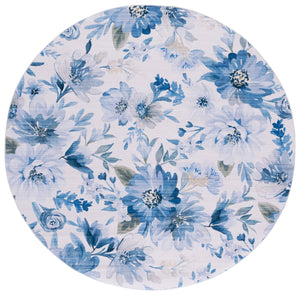 Safavieh Malibu Contemporary Runner Rug – Floral Design In Tranquil Hues For Hallways And Entryways, Durable & Washable Light Blue ,Blue Polyester Pile Mbu852l-6r