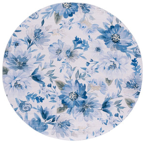 Safavieh Malibu Elegant Area Rug With Floral Pattern - Washable, Slip-resistant, Perfect For Any Space Light Blue ,Blue Polyester Pile Mbu852l-8