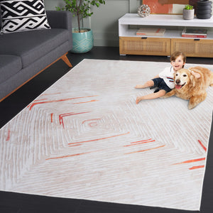 Safavieh Malibu Contemporary Area Rug - Elegant Beige And Rust Design For Modern Home Décor And Comfort Beige ,Rust Polyester Mbu873b-8