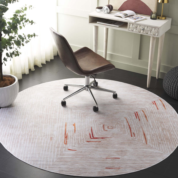 Safavieh Malibu Contemporary Area Rug - Elegant Beige And Rust Design For Modern Home Décor And Comfort Beige ,Rust Polyester Mbu873b-8