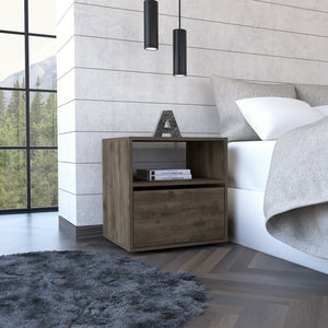 English Elm Galanto Modern Nightstand with Open Shelf & Cabinet, Space-Saving 20.4" High Brown Accent B20091909