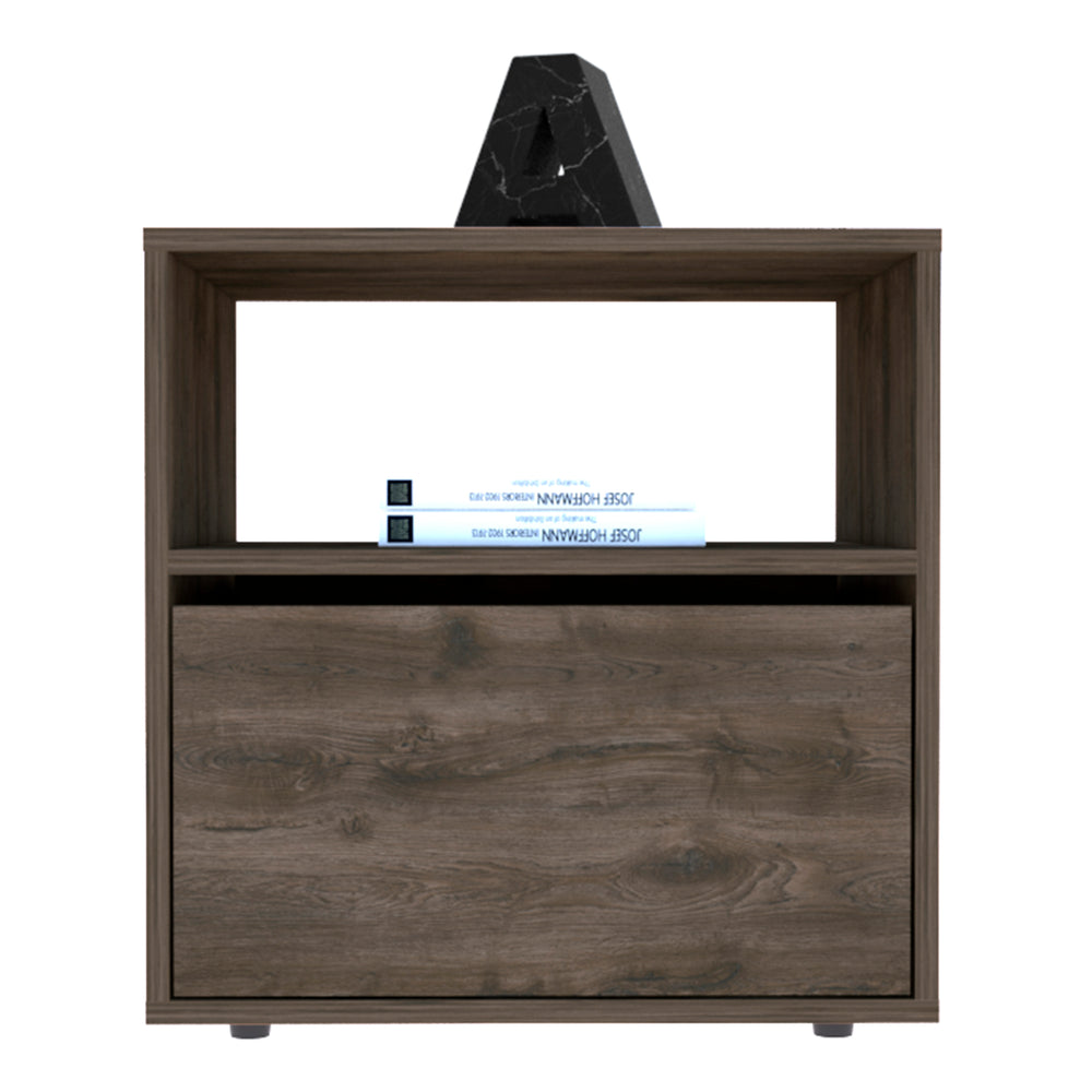 English Elm Galanto Modern Nightstand with Open Shelf & Cabinet, Space-Saving 20.4" High Brown Accent B20091909