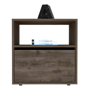 English Elm Galanto Modern Nightstand with Open Shelf & Cabinet, Space-Saving 20.4" High Brown Accent B20091909