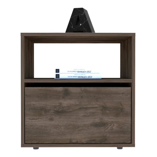 English Elm Galanto Modern Nightstand with Open Shelf & Cabinet, Space-Saving 20.4" High Brown Accent B20091909