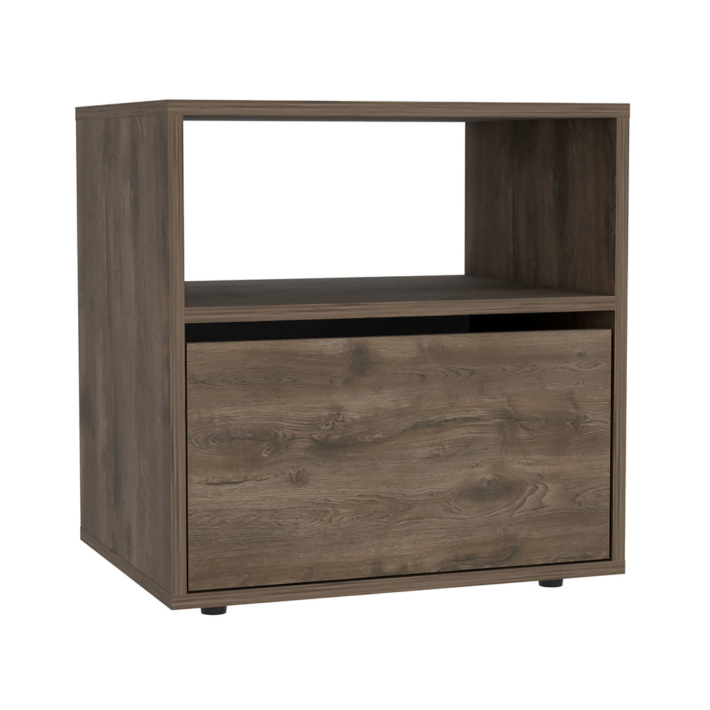 English Elm Galanto Modern Nightstand with Open Shelf & Cabinet, Space-Saving 20.4" High Brown Accent B20091909