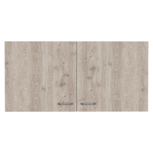 English Elm Napoles Modern Wall Cabinet with Two Shelves & Double Doors, Easy Assembly, White/Light Gray Finish B20092041