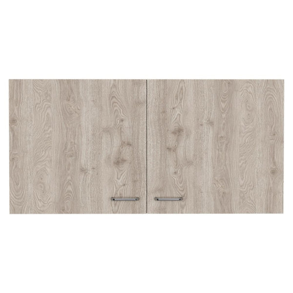 English Elm Napoles Modern Wall Cabinet with Two Shelves & Double Doors, Easy Assembly, White/Light Gray Finish B20092041