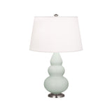 Robert Abbey Matte Celadon Small Triple Gourd Accent Lamp Matte Celadon Glazed Ceramic with Antique Silver Finished Accents Pearl Dupioni Fabric Shade