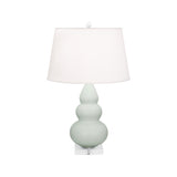 Robert Abbey Matte Celadon Small Triple Gourd Accent Lamp Matte Celadon Glazed Ceramic with Lucite Base Pearl Dupioni Fabric Shade