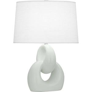 Robert Abbey Matte Celadon Fusion Table Lamp Matte Celadon Glazed Ceramic with Polished Nickel Accents Oval Oyster Linen Shade