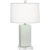 Robert Abbey Matte Celadon Harvey Accent Lamp Matte Celadon Glazed Ceramic Oyster Linen Shade With Self Fabric Top Diffuser