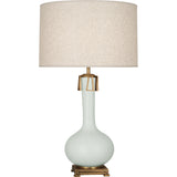 Robert Abbey Matte Celadon Athena Table Lamp Matte Celadon Glazed Ceramic with Aged Brass Accents Open Weave Heather Linen Shade