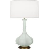 Robert Abbey Matte Celadon Pike Table Lamp Matte Celadon Glazed Ceramic with Aged Brass Accents Pearl Dupoini Fabric Shade