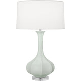 Robert Abbey Matte Celadon Pike Table Lamp Matte Celadon Glazed Ceramic with Lucite Base Pearl Dupoini Fabric Shade