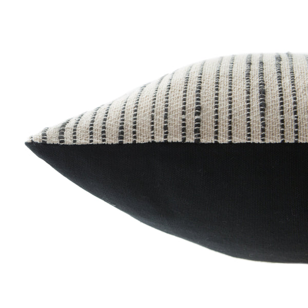 Jaipur Living Jaipur Living Linnean Cotton Lumbar Pillow Cover Striped Neutral Ivory Charcoal Boho 12" x 24" PLC102245