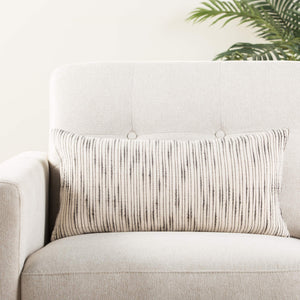 Jaipur Living Jaipur Living Linnean Cotton Lumbar Pillow Cover Striped Neutral Ivory Charcoal Boho 12" x 24" PLC102245