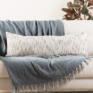 Jaipur Living Jaipur Living Linnean Cotton Lumbar Pillow Cover Striped Neutral Ivory Charcoal Boho 14" x 40" PLC102246
