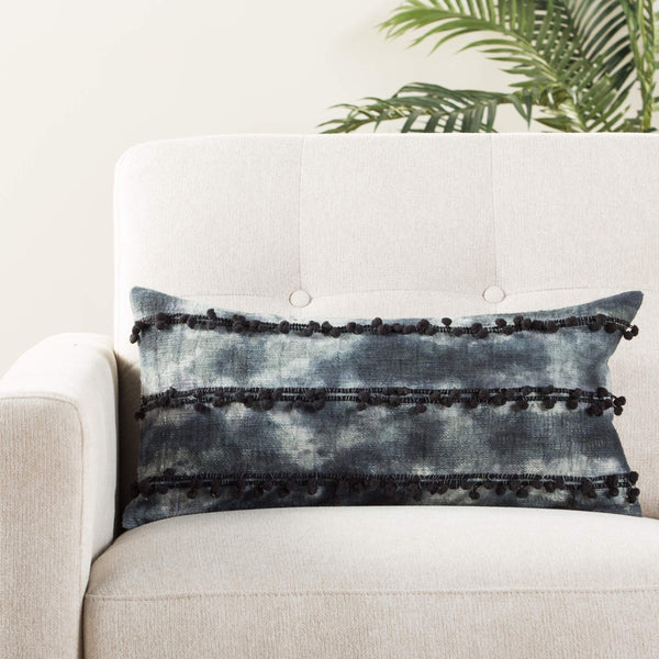 Jaipur Living Jaipur Living Mercado Cotton Gauze Lumbar Cover with Ombre Dye and Pom-pom Texture 14 W x 40 L PLC102251