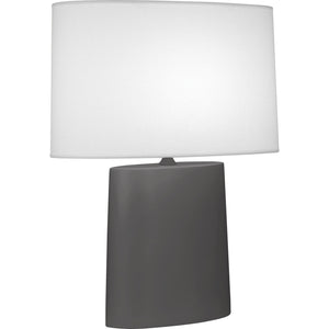 Robert Abbey Matte Ash Victor Table Lamp Matte Ash Glazed Ceramic Oval Ascot White Fabric Shade