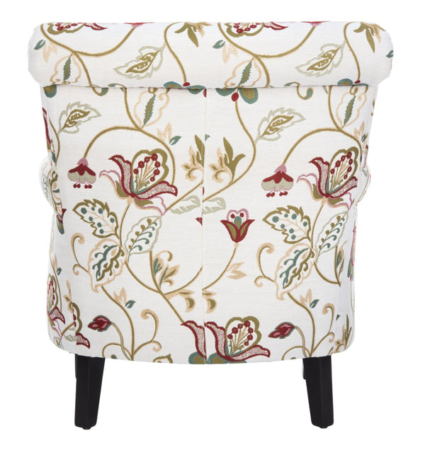 Safavieh Hazina Club Chair – Elegant Cotton-Linen Accent Chair With Classic Roll-Arm Design For Any Space Red / White MCR1002A