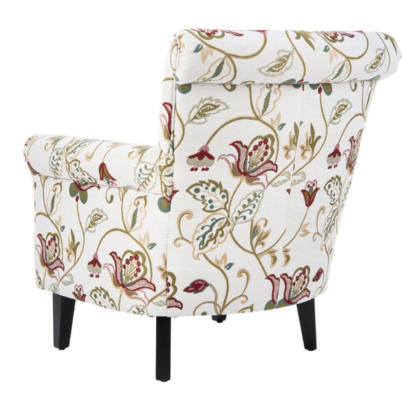 Safavieh Hazina Club Chair – Elegant Cotton-Linen Accent Chair With Classic Roll-Arm Design For Any Space Red / White MCR1002A
