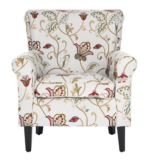 Safavieh Hazina Club Chair – Elegant Cotton-Linen Accent Chair With Classic Roll-Arm Design For Any Space Red / White MCR1002A
