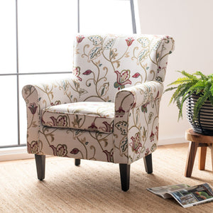 Safavieh Hazina Club Chair – Elegant Cotton-Linen Accent Chair With Classic Roll-Arm Design For Any Space Red / White MCR1002A