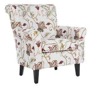 Safavieh Hazina Club Chair – Elegant Cotton-Linen Accent Chair With Classic Roll-Arm Design For Any Space Red / White MCR1002A