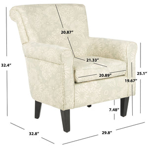 Safavieh Hazina Club Chair – Elegant Cotton-Linen Accent Chair With Classic Roll-Arm Design For Any Space Espresso MCR1002B