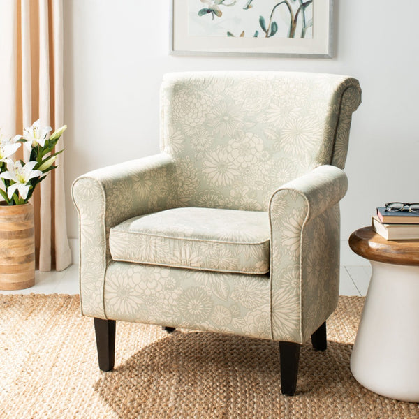 Safavieh Hazina Club Chair – Elegant Cotton-Linen Accent Chair With Classic Roll-Arm Design For Any Space Espresso MCR1002B